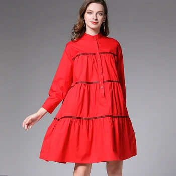 2020 m. Pavasario Mados Ponios plius dydžio elegantiškas mielas medvilnės blyksnius Suknelė gražus šalis suknelė moterų MIDI suknelė vestidos XL-XXXXL