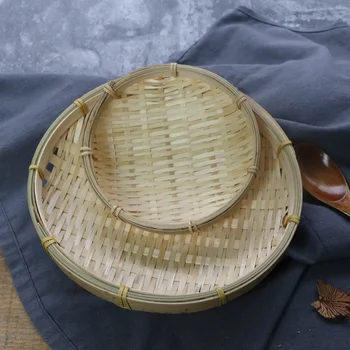 Rankų darbo bambuko pintų namų apyvokos bambuko dėklas skalbimo patiekalas nutekėjimo krepšelį vaisių ir daržovių, džiovintų vaisių plokštė WF813524