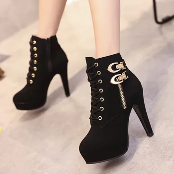 Plus Size 35-43 Platformos Batai Rudens-Žiemos Moterų Batai Aukštos Kokybės Kietas Nėriniai-up Europos Ponios batai PU Odos 358