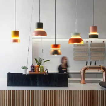 Dizainerio lempa paprasta šiaurės restoranas, lempos, modernus baras skaitiklis miegamasis šiltas macarons halo šviestuvo LED ZM101009