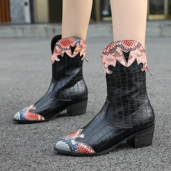 Fanyuan Merginos batai Naujas Klasikinis Rudenį Kratinys Vakarų Batai Pažymėjo Tne Metallic Batai Moterims Med Kulniukai Moterų Batai