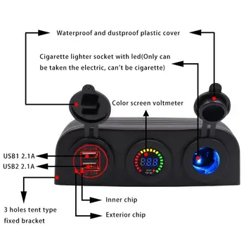 Automobilių stiliaus wupp Dual USB Cigarečių Degiklio Lizdas, Skaitmeninis Displėjus, Voltmeter Derinys Skydelis td31 dropship