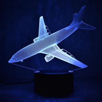 Orlaivių 3D Naktį Šviesos Kūdikio Miegamojo Atmosferą Stalo Lempa 3D Bulbing Šviesos Remote Touch Swithc Spalvinga Plame 3D Lempos