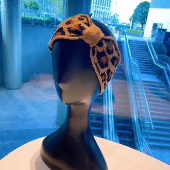 Mados Gėlių spausdinti Mazgas Moterų Lankelis Derliaus Hairband Merginų galvos Apdangalai, Leopardas ekrano užsklandą Plaukų Aksesuarai