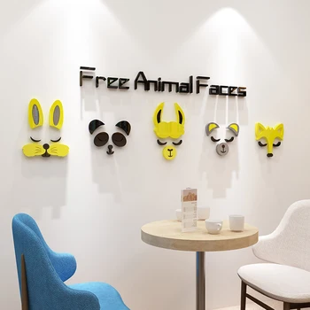 3D Animacinių filmų Gyvūnų Akrilo Sienų Lipdukai Panda Lapė, Triušis, Vaikų Kambarys, Miegamasis, Sofa Fono Sienos Gyvenimo Kambario Sienos Lipdukas