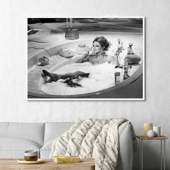 Brigitte Bardot Plakatas Drobė Menas Spausdinti Derliaus Fotografija, Tapyba Juoda Balta Vonios Kambarys Nuotrauką Namų Mergaitės Kambario Sienos Meno Dekoro