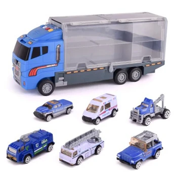 Vaikų Automobilių žaislai Didelis Sunkvežimis 6PCS Mini Lydinio Diecast Automobilio Modelis 1:64 Masto Transporto Vežėjas Sunkvežimių Inžinerijos Automobilio Žaislai Vaikams Berniukams
