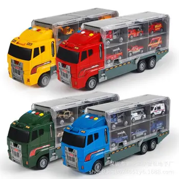 Vaikų Automobilių žaislai Didelis Sunkvežimis 6PCS Mini Lydinio Diecast Automobilio Modelis 1:64 Masto Transporto Vežėjas Sunkvežimių Inžinerijos Automobilio Žaislai Vaikams Berniukams