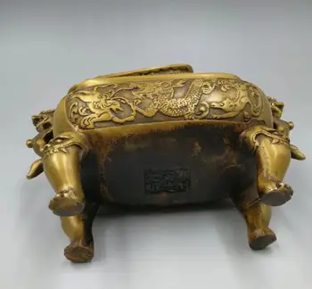 Kinija surinkimo archaize žalvario dragon modelis Smilkalų degiklis amatų apdaila