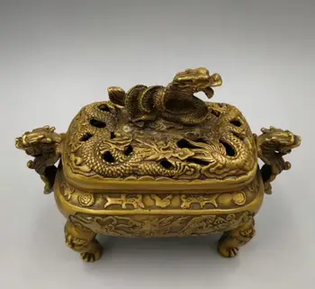Kinija surinkimo archaize žalvario dragon modelis Smilkalų degiklis amatų apdaila
