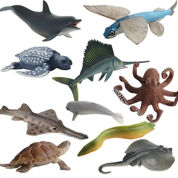 1pcs Originalus Sea Life Jūros Ryklių, Vėžlių Aštuonkojai Delfinų Skate Gyvūnų Modelio Veiksmo Figūrėlė, Vaikams, Kolekcines, Žaislai