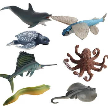 1pcs Originalus Sea Life Jūros Ryklių, Vėžlių Aštuonkojai Delfinų Skate Gyvūnų Modelio Veiksmo Figūrėlė, Vaikams, Kolekcines, Žaislai