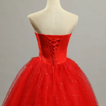 LAMYA Princesė Siuvinėjimas Aukso su Raudona Vestuvinė Suknelė 2020 Brangioji Vestido Pigūs Nėrinių Nuotakos Suknelė Suknelės De Noiva Mados