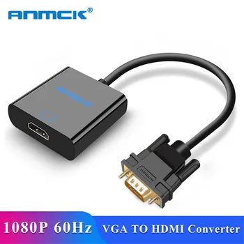 Anmck VGA į HDMI Konverteris Adapteris VGA Male HDMI Female Adapter 3,5 mm Lizdas Garso Kabelį iš KOMPIUTERIO, nešiojamojo kompiuterio į HDTV Projektorius