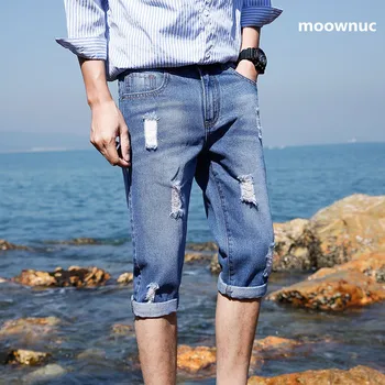 2020 metų vasaros naują atvykimo aukštos kokybės atsitiktinis elastiniai džinsai vyrams ,vyriški kelio Ilgio Kelnės, liesas džinsus vyrams dydis 28-36
