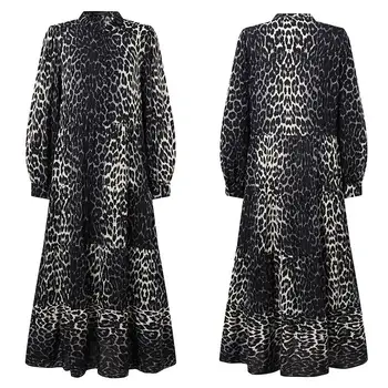 Celmia Moterų Rudenį ilgomis Rankovėmis Suknelė 2021 Prarasti Leopard Print 