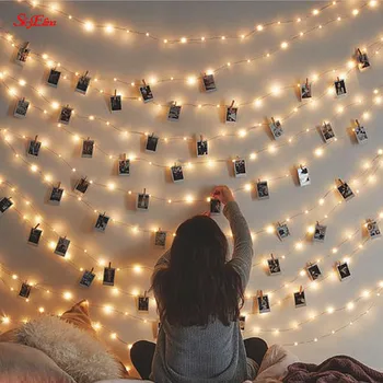 1,5 M LED Foto įrašą šviesos string String žiburiai Kalėdų, Naujųjų Metų Šaliai Vestuvių Namų Puošybai Pasakų žibintai, Baterija 8Z