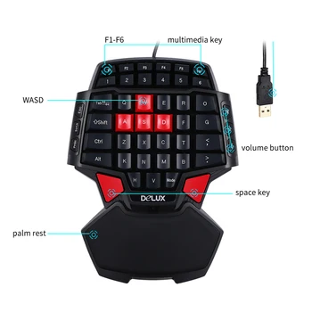 2020 Naujas Mini USB Žaidimų Klaviatūros Nešiojamų Laidinė Klaviatūra 47 klaviatūra Profesionalus, Ergonomiškas, Viena ranka Klaviatūrą Gamer