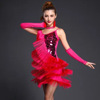 Lotynų šokių sijonas naujas traukti kostiumai konkurencijos drabužių suaugusi blizgančiais kutas suknelė etapo rezultatus drabužiai