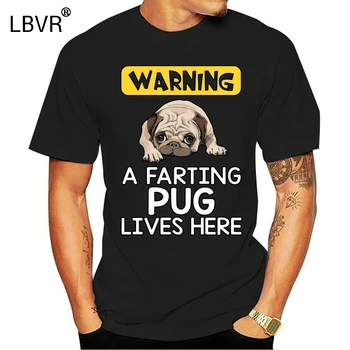 Įspėjimas Farting Pug Čia Gyvena Marškinėliai Šūkiai Individualų Tee Marškinėliai
