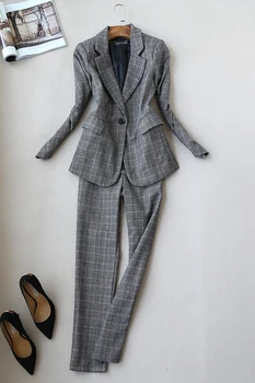 Rudenį ir žiemą naujas mados kostiumą moterų verslo OLIS profesinės Britų stiliaus kostiumas kostiumas pieštuku kelnės kojas kelnės banga, Moteris