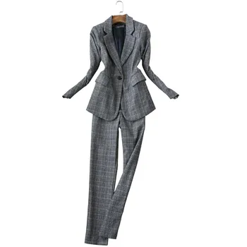 Rudenį ir žiemą naujas mados kostiumą moterų verslo OLIS profesinės Britų stiliaus kostiumas kostiumas pieštuku kelnės kojas kelnės banga, Moteris