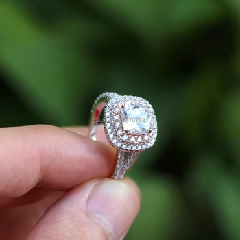 Vestuvių Nuotaka Žiedas Nustatyti Sterlingas Sidabro 925 Blizga Diamond Vestuvių Žiedai Dovanos