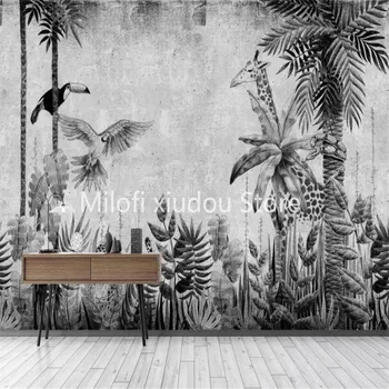 Milofi užsakymą 3D tapetai, freskos viduramžių ranka-dažytos tropinių miškų augalų gyvenimo kambario, miegamasis fone sienų apdaila