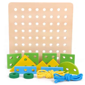 Mediniai Threading Valdybos Geometrinis Blokai Jungiamąją Žaidimas Spalva Forma Ankstyvasis ugdymas Švietimo Žaislai, Gimtadienio Dovana Vaikams Vaikams