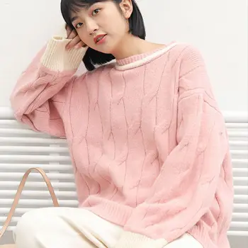 Laisvas megztinis moterų ilgomis rankovėmis rudens žiemos naujas Japonų studentų universalus megztinis, striukė