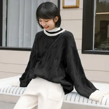 Laisvas megztinis moterų ilgomis rankovėmis rudens žiemos naujas Japonų studentų universalus megztinis, striukė