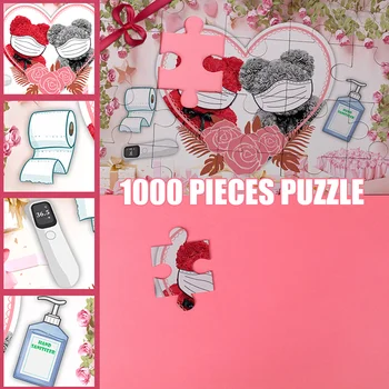 1000pcs Popieriaus Jigsaw Puzzles Mielas Lokys Įspūdį Pora Įdomus Galvosūkio Žaidimas Valentino Dienos Dovanos Dropshipping