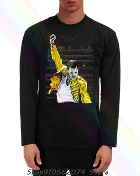 Karalienė Freddie Mercury Roko Klasika Kažkas, Mylėti Puodelis Vyrų Kaklo, ilgomis Rankovėmis T-Shirt s.