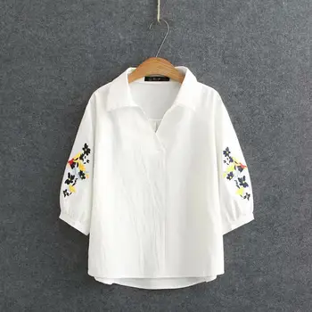 Plus size siuvinėjimo pusė rankovės karinio jūrų laivyno baltoji moteris prarasti tshirts 2020 naujas vasaros atsitiktinis ponios minkštas t marškiniai, moterų topai marškinėliai