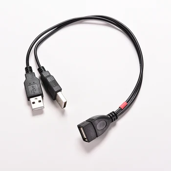 1PC USB 2.0 1 Moterų Galia Enhancer 2 Male USB Įkrovimo Kabelis Adapteris ilgintuvas 30cm USB Y Splitter for 2.5