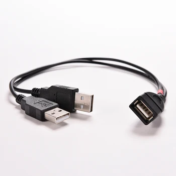 1PC USB 2.0 1 Moterų Galia Enhancer 2 Male USB Įkrovimo Kabelis Adapteris ilgintuvas 30cm USB Y Splitter for 2.5