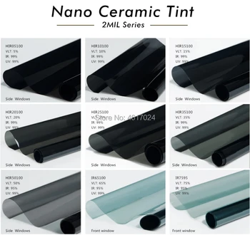 50cmX300cm IR90% VLT70% Nano keramikos žalia atspalvis filmas lipdukas saulės automobilių langų plėvelės
