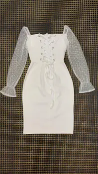 2019 Naujas Moterų balta suknelė Vestidos Off Peties O-Kaklo, ilgomis rankovėmis Įžymybė vakare šalies bodycon tvarstis suknelės didmeninės