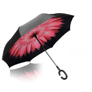 10vnt/lotRewind automobilio saulės skėtis atvirkštinio skėtis dviguba apsaugos nuo saulės kūrybos tiesiai polių saulėtas skėtis