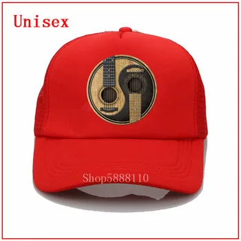 Akustinės Gitaros Yin Yang mados skrybėlę spausdinti Beisbolo kepurės vyrams, Moterims, vėsiais Vasaros Tinklelio Trucker bžūp reguliuojamas snapback skrybėlės