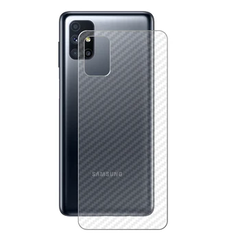 Samsung Galaxy M51 (Galinio Fringerprint) 1 Set = Minkštos Atgal Anglies Pluošto Plėvelė + Aišku, Grūdinto Stiklo Priekiniai Screen Protector