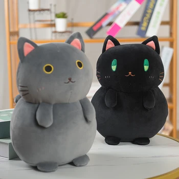 35cm Modeliavimas Mielas palaiminti juoda katė, Minkšti pliušiniai žaislai žemyn medvilnės minkštas katė Miega pagalvę kawaii gyvūnų lėlės Sofa Dekoras