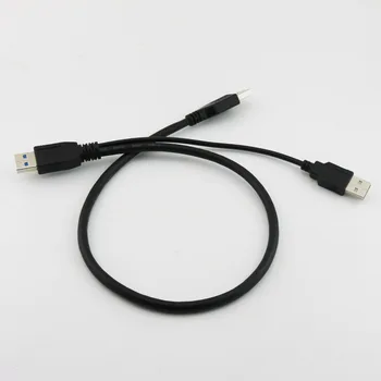 1pc USB 3.0 A Male į USB 2.0 Male ir USB 3.0 Male Plug Y Splitter Pratęsimo Adapterio Kabelis Laido 20cm+50cm