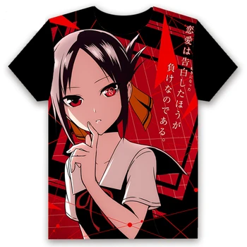 Mados vyriški T-shirt Anime Kaguya-sama: Meilė Yra Karo Chika Fujiwara Cosplay trumpomis Rankovėmis Unisex Atsitiktinis Juoda Tee Viršūnės Vasarą
