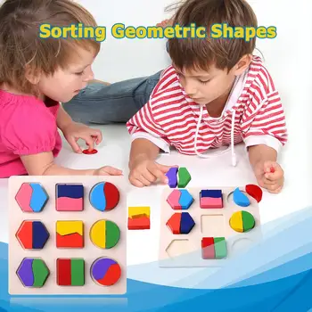 Medienos Geometrinių Formų Rūšiavimas Matematikos Montessori Dėlionės Vaikams, Kūdikių, Ikimokyklinio Ugdymo, Mokymosi Žaislai Vaikams Dovanų