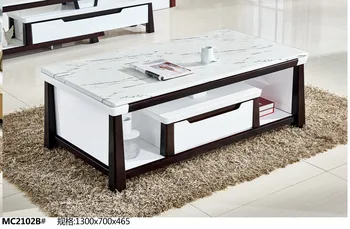 MC2102B Šiuolaikinio gyvenimo kambario baldai, marmuro viršų arbatos stalas kavos staliukas su stalčiumi