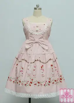 2018 naujas mados Lolita suknelė retro palace teismas suknelė animacinių filmų triušis mielas saldus princesė lankas Lolita kostiumas