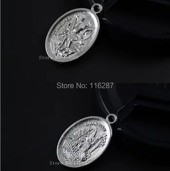 50pcs Katalikų St Arch Angel Saint Michael Medalis Angelas sargas dviejų pusių Pakabukas, Medaliai, antikvariniai sidabro Šviesą
