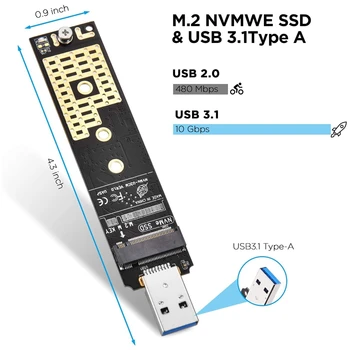 M. 2 NVME į USB Adapteris M. 2 SSD USB 3.1 Įveskite RTL9210 10Gbps M. 2 USB Keitiklis Kortelės Windows XP, 7 8 10, MAC OS