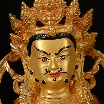 Didmeninė #21CM NAMŲ šeimos Talismanas # Budizmas visiškai Gilding Geltona Jambhala Zambala aukso Budos statula žalvaris
